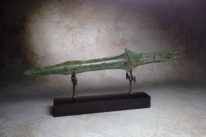 戰國雙夔龍柄 青銅矛首 Warring States Double Kui Spearhead