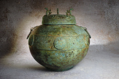 東周渦紋龍鳳青銅缶 Plain Swirl Bronze Fou