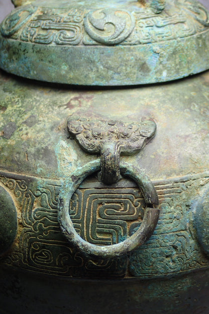 東周渦紋龍鳳青銅缶 Plain Swirl Bronze Fou